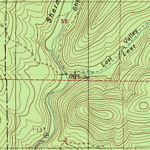 Topographic Map of Lost Valley, WA