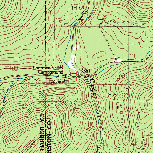 Topographic Map of Sherman Creek, WA