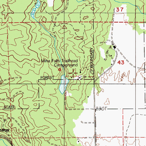 Topographic Map of Mina Falls Trailhead Campground, WA