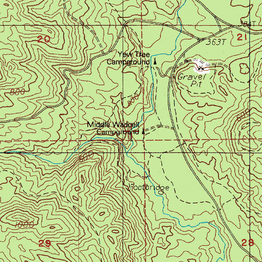 Topographic Map of Middle Waddel Campground, WA
