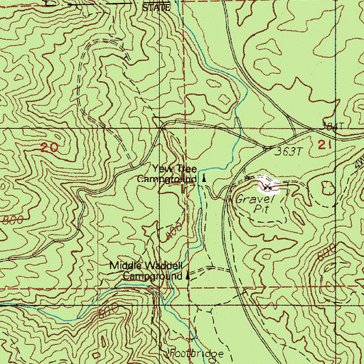 Topographic Map of Yew Tree Campground, WA