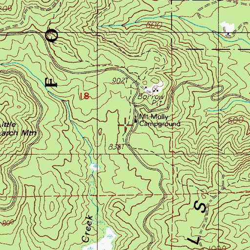 Topographic Map of Mount Molly Campground, WA