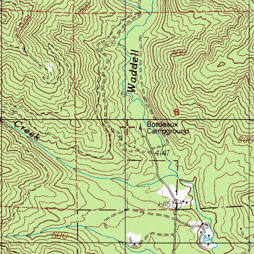 Topographic Map of Bordeaux Campground, WA