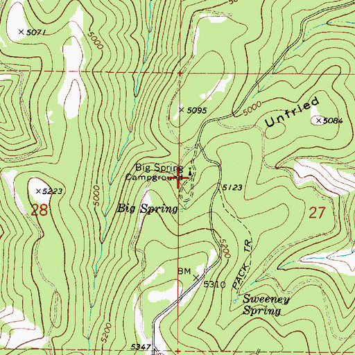 Topographic Map of Big Spring Campground, WA