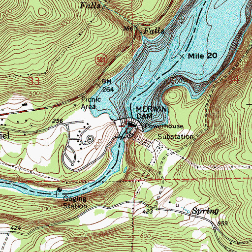 Topographic Map of Merwin Dam, WA