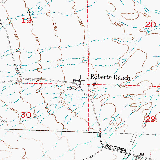 Topographic Map of Roberts Ranch, WA