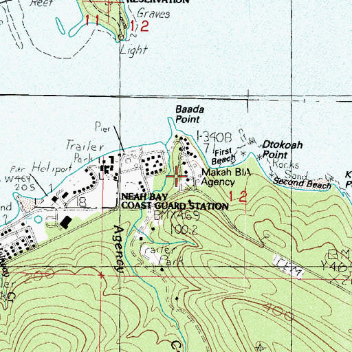 Topographic Map of Makah Bureau of Indian Affairs Agency, WA
