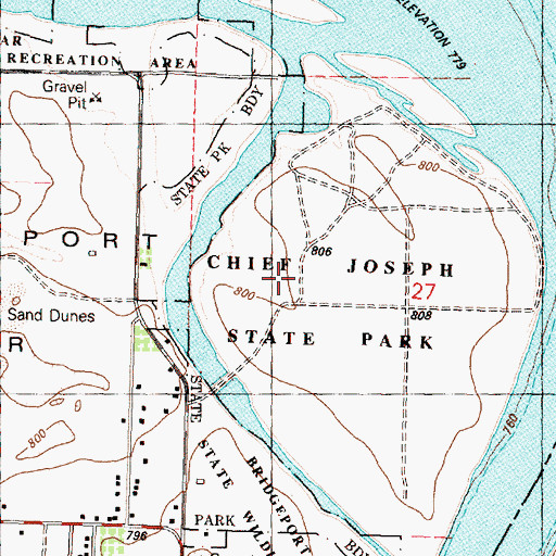 Topographic Map of Chief Joseph State Park, WA