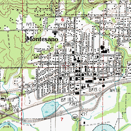 Topographic Map of Montesano, WA