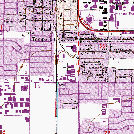 Topographic Map of Tempe High School Tennis and Racquetball Courts, AZ