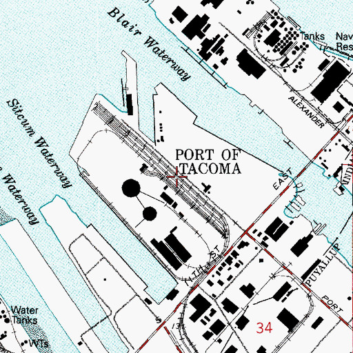 Topographic Map of Pier Number 2, WA