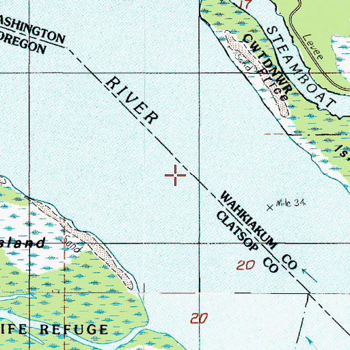 Topographic Map of Skamokawa Channel Range, WA