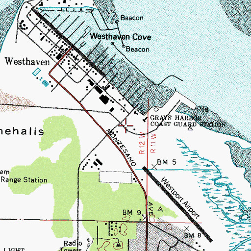 Topographic Map of Grays Harbor CG, WA