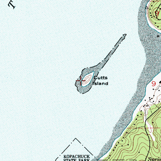 Topographic Map of Cutts Island State Park, WA