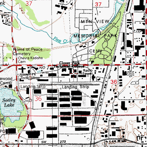 Topographic Map of Clover Park Vocational Technical College, WA