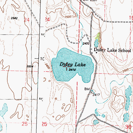 Topographic Map of Duley Lake, WA