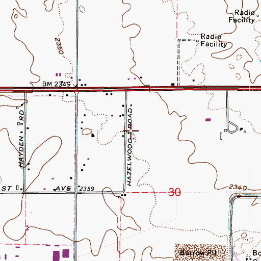 Topographic Map of Hazelwood, WA