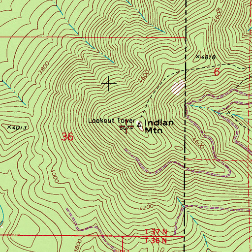 Topographic Map of Indian Mountain Lookout, WA