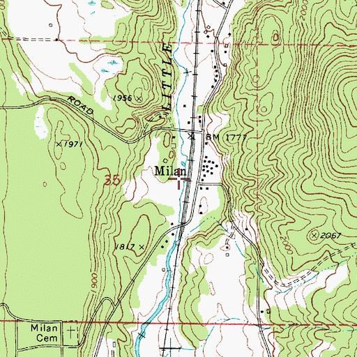 Topographic Map of Milan, WA