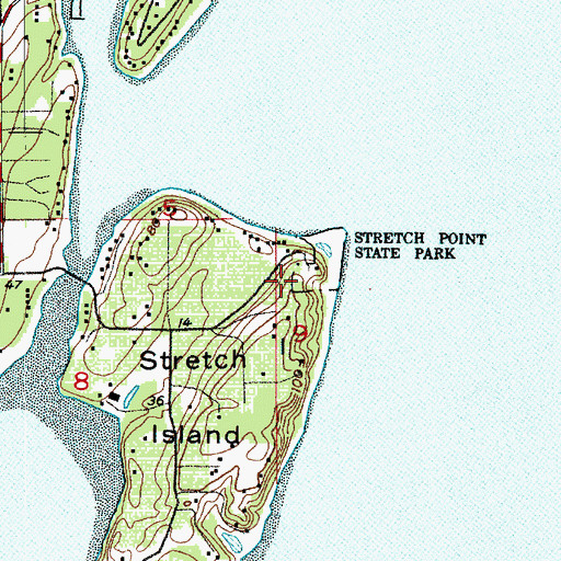 Topographic Map of Stretch Point State Park, WA