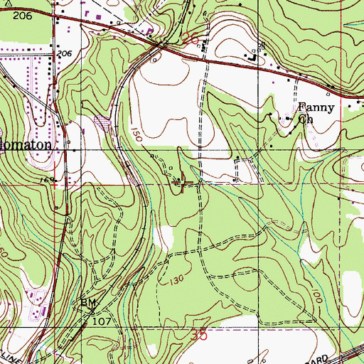 Topographic Map of Fanny Church Oil Field, AL