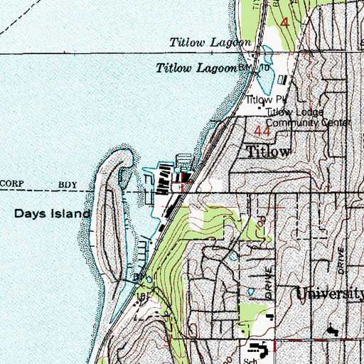 Topographic Map of Titlow, WA