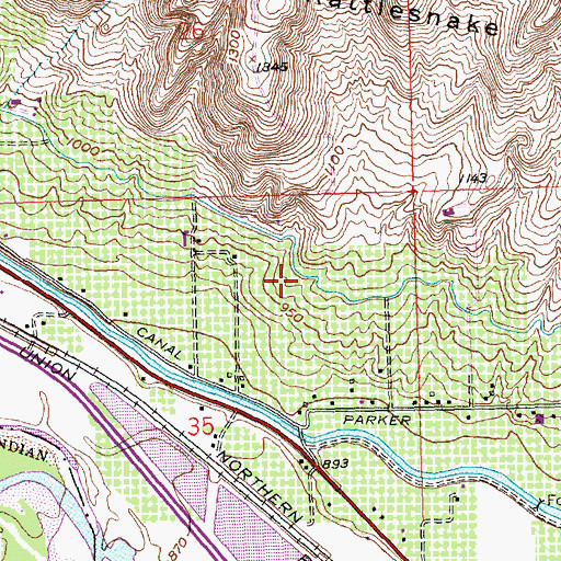 Topographic Map of Union Gap Canal, WA