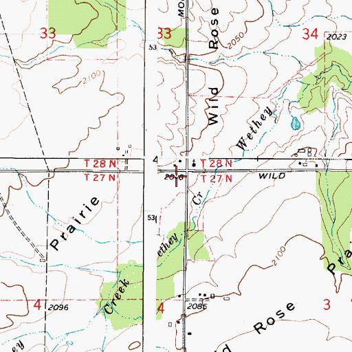 Topographic Map of Wild Rose, WA