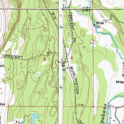 Topographic Map of Wayside, WA