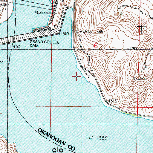 Topographic Map of Coulee Dam Seaplane Base, WA