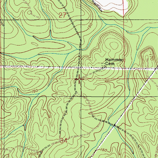 Topographic Map of Hanberry Church Oil Field, AL