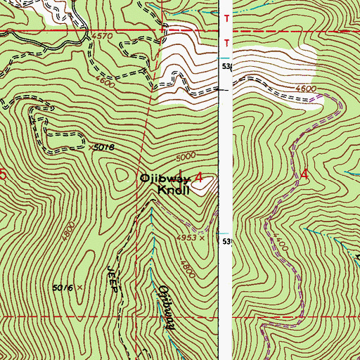 Topographic Map of Ojibway Knoll Lookout, WA