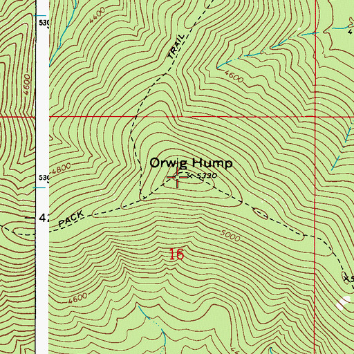 Topographic Map of Orwig Hump Lookout, WA