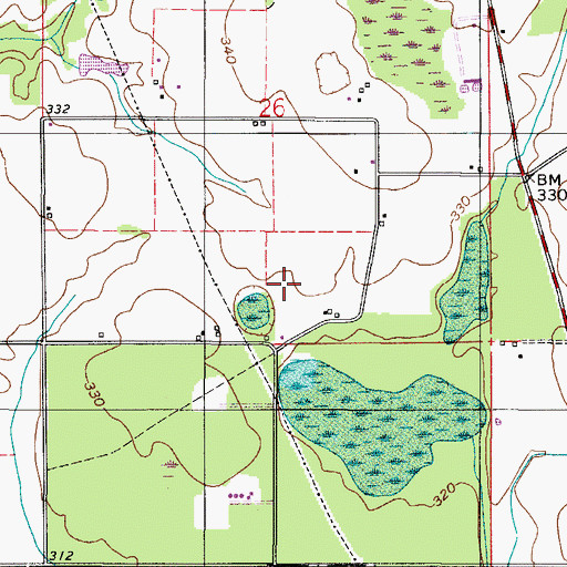 Topographic Map of Huxford Oil Field, AL