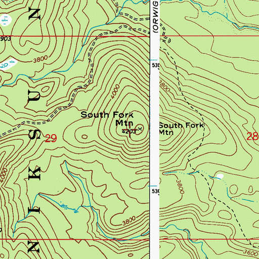 Topographic Map of South Fork Lookout, WA
