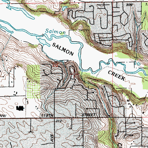 Topographic Map of Cougar Canyon Creek, WA