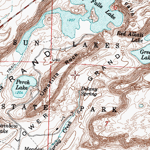 Topographic Map of Dry Falls Heritage Area, WA