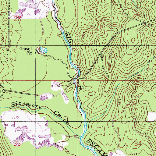 Topographic Map of Sizemore Creek Oil Field, AL