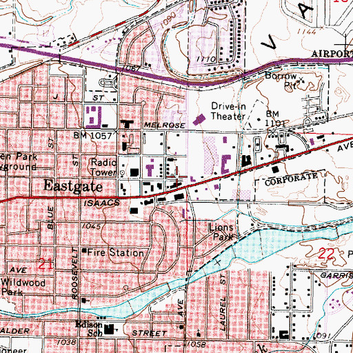 Topographic Map of Eastgate Mall, WA