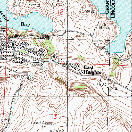 Topographic Map of East Heights, WA