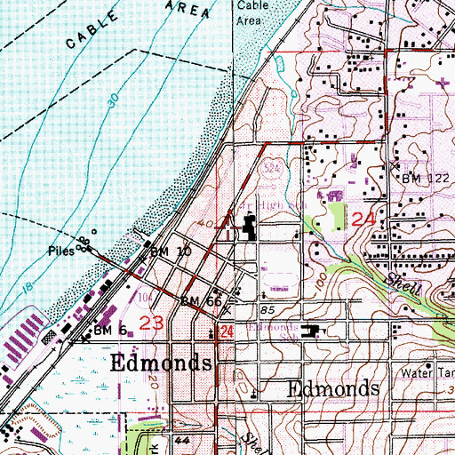 Topographic Map of Edmonds Junior High School, WA