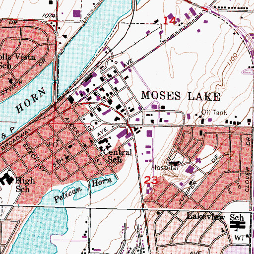 Topographic Map of Grant County Mall, WA