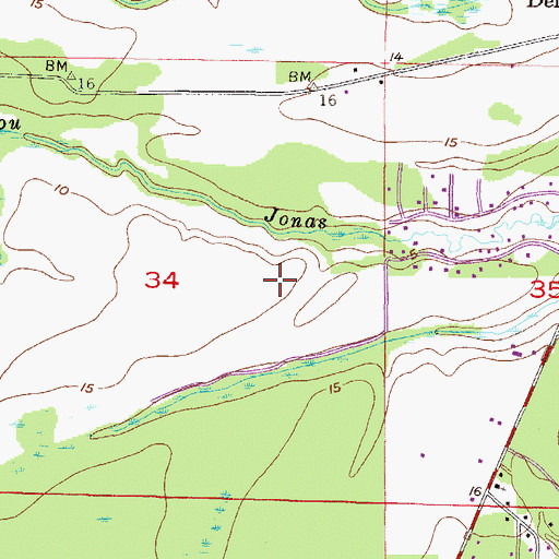 Topographic Map of Bayou Jonas Gas Field, AL