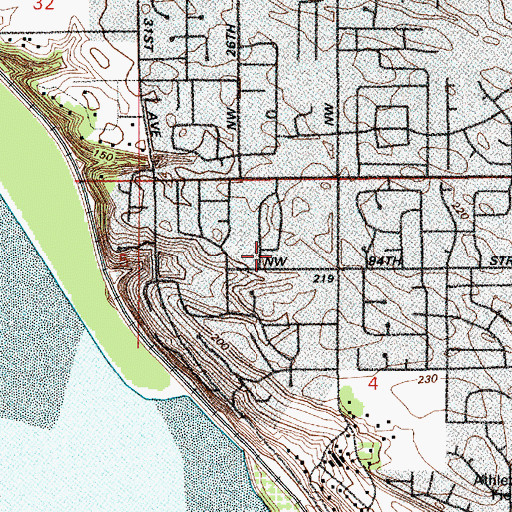 Topographic Map of Lakeshore, WA