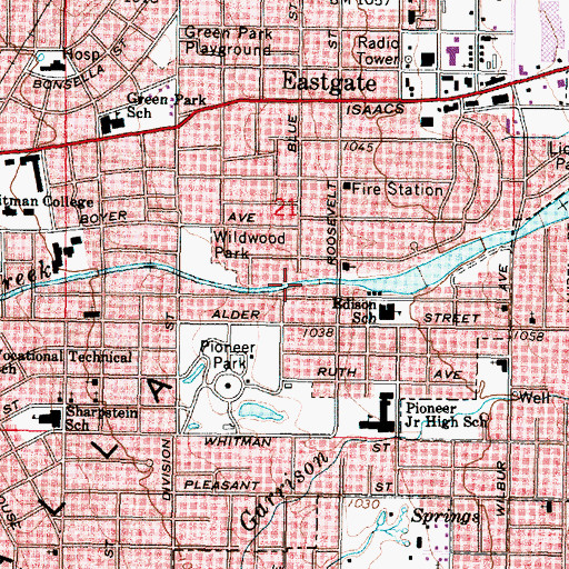 Topographic Map of Mill Creek Channel, WA