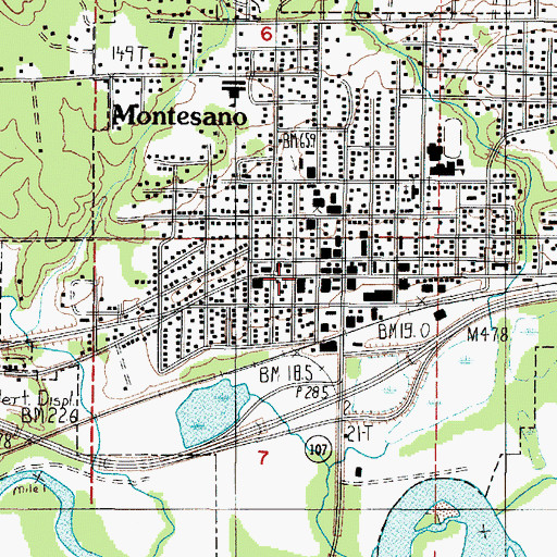 Topographic Map of Montesano Shopping Center, WA