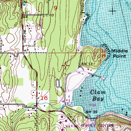Topographic Map of Manchester State Park, WA