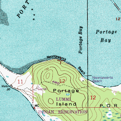 Topographic Map of Neontawanta Beach, WA