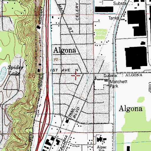 Topographic Map of Algona, WA