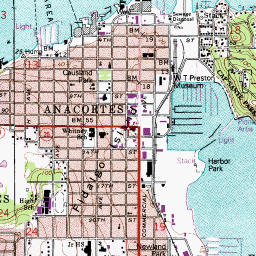 Topographic Map of Anacortes, WA